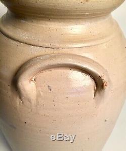 Antique Blue Decorated Stoneware Jar Crock Bird on a Branch West Troy NY