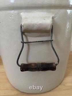 Antique Blue Star Stoneware 5 Gallon Crock Primitive Handles