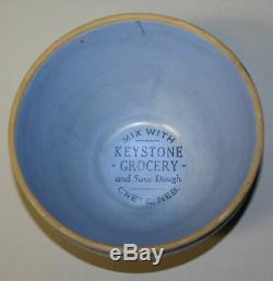 Antique Blue Stoneware Crock Bowl with Crete, Nebraska Advertising