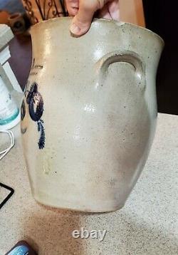 Antique Blue Stoneware Norton Fenton Bennington VT Crock Large Vintage Jar
