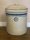 Antique Blue Striped Stoneware Crock # 10 12 With Lid As Is 17