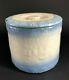 Antique Blue White Indian Stoneware Swastika Good Luck Butter Crock Jar With Lid
