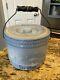 Antique Blue/white Stoneware Butter Crock With Peacock With Handle