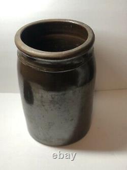 Antique Brown Glazed 15 Gallon Stoneware Crock Stands 21 1/2 X 14 1/2 VGC
