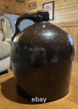 Antique Brown Stoneware Crock 1 Gallon Moonshine Jug