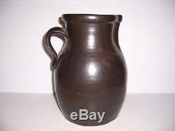 Antique Brown Stoneware Crock Jug Pitcher 11 Tall