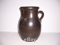 Antique Brown Stoneware Crock Jug Pitcher 11 Tall