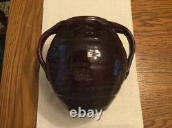 Antique Brown Stoneware Crock with Double Split Handles
