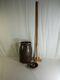 Antique Butter Churn Stoneware Crock Brown Glaze Complete With Lid Handmade