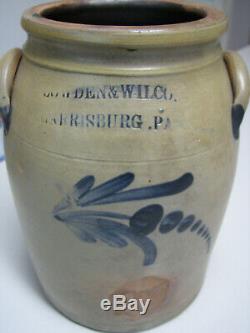 Antique COWDEN & WILCOX Harrisburg, PA Floral Stoneware Crock