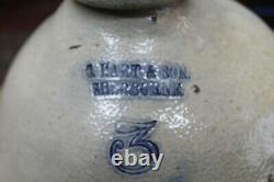 Antique C. Hart & Son Sherburne New York Ovoid Stoneware 3 Gallon Jug Excellent