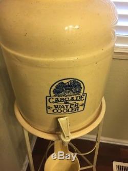 Antique Cascade Water Stoneware Cooler Crock Complete With Stand & Drip Cups
