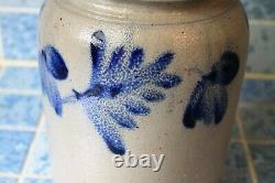 Antique Cobalt Blue Decorated Stoneware Crock PA/VA 1gal