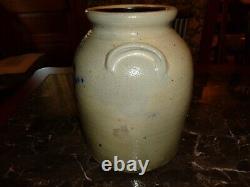 Antique Cobalt Blue Decorated West Troy Pottery NY Stoneware 3 Gallon Crock