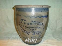 Antique Cobalt Blue T. F. Reppert Greensboro, PA Stoneware 2 gallon Crock