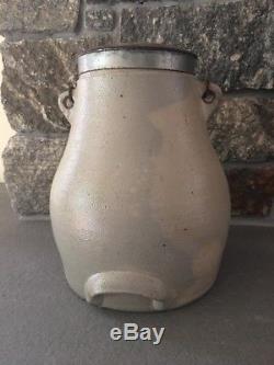 Antique Cobalt Decorated Stoneware Batter Jug Crock Aafa