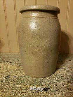 Antique Cobalt Decorated Stoneware Crock Salt Glazed Canner