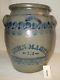 Antique Cobalt Stenciled Stoneware 4 Gal. Jar By J. Weaver