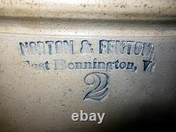 Antique Country USA Fenton Bennington Vt Blue Colbalt Art Stoneware Crock Jug