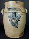 Antique Cowden & Wilcox Cobalt Blue Decorated Flower Stoneware Gallon Crock Jar