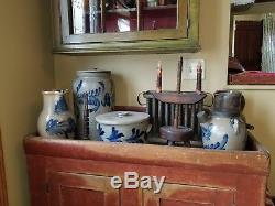 Antique Cowden & Wilcox Cobalt Decorated Stoneware Pitcher Crock