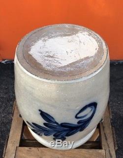 Antique Cowden & Wilcox Harrisburg Pa 3 Gallon Cobalt Blue Stoneware Crock Ex
