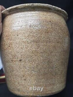 Antique Cowden & Wilcox Harrisburg Pa stoneware crock 1850-1860s