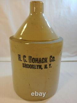 Antique Crock H. C. Bohack Co NY Glazed Stoneware WHISKEY JUG Brooklyn New York
