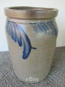 Antique Crock StonewareTwo Gal Cobalt Dec Salt Glaze David Parr Richmond VA 1870