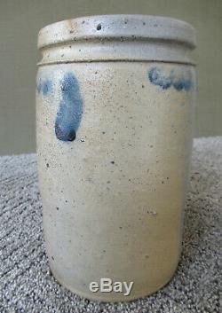 Antique Crock Stoneware 1/2 Gal Cobalt Slip Salt Glaze Att Strasburg, VA