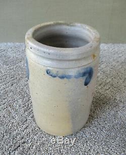 Antique Crock Stoneware 1/2 Gal Cobalt Slip Salt Glaze Att Strasburg, VA