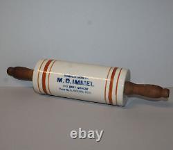 Antique Crock Stoneware Rolling Pin Advertising M. B. Immel