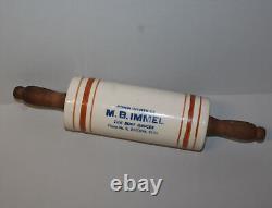 Antique Crock Stoneware Rolling Pin Advertising M. B. Immel