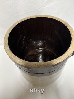 Antique Crown Salt Glaze Stoneware 4 Gallon Crock 2 Tone Brown/Beige VGUC