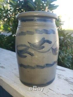 Antique Decorated Stoneware Crock Jar Southwest PA 1 gallon donaghho wv