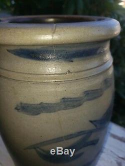 Antique Decorated Stoneware Crock Jar Southwest PA 1 gallon donaghho wv