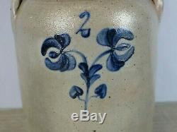 Antique Decorated Stoneware Crock by Van Schoick & Dunn Middletown Point NJ