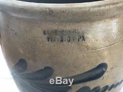 Antique EVAN R JONES Stoneware Crock with Rare Lid Pittston PA