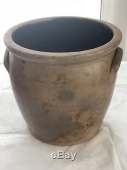 Antique EVAN R JONES Stoneware Crock with Rare Lid Pittston PA