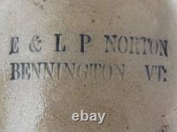 Antique E & L P Norton Bennington, VT Cobalt Blue Design Crock Jug 11 1/2 1860