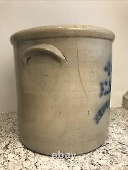 Antique E. S. & B. Salt Glazed Stoneware 4 Gallon Crock New Brighton, PA