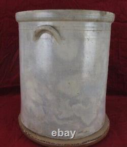 Antique Early 10 Gallon Glazed Stoneware Handle Crock Kitchen Food Pantry