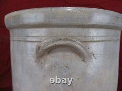 Antique Early 10 Gallon Glazed Stoneware Handle Crock Kitchen Food Pantry