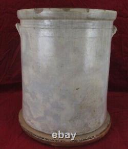 Antique Early 10 Gallon Glazed Stoneware Handle Crock Kitchen Food Pantry