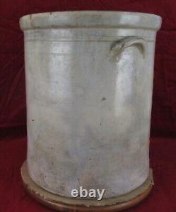 Antique Early 10 Gallon Glazed Stoneware Handle Crock Kitchen Food Pantry