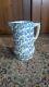 Antique Early Country Stoneware Blue Spongeware Crock Pitcher 9.25