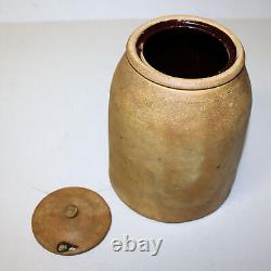Antique Early Preserve stoneware crock Jar with Lid 1860-90