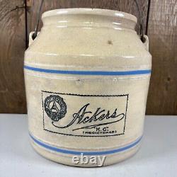 Antique Finley, Acker & Co. Advertising Stoneware Crock Philadelphia