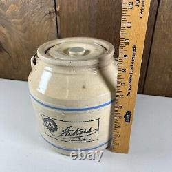 Antique Finley, Acker & Co. Advertising Stoneware Crock Philadelphia