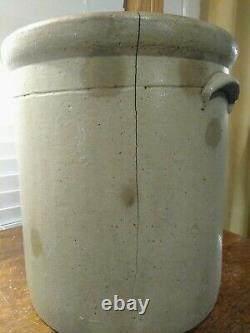 Antique Four Gallon Salt Glaze Stoneware Crock Cobalt Bee Sting Target Has Crack
